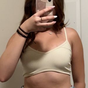 beige cropped ribbed cami